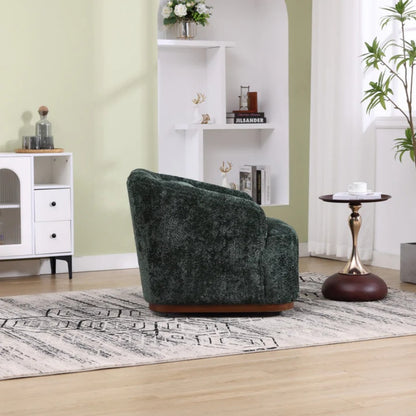 Elegant Swivel Barrel Chair, Comfy Accent Sofa Chair with 360 Degree Swivel, Chenille Fabric, Emerald, 31.5x31.5x27.56 inches-海智集-Default-