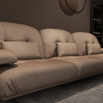 Luxurious and comfortable sofa in the living room, Italian soft modern leather sofa-海智集-