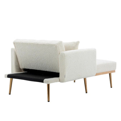 COOLMORE fashionable and classic style chaise lounge chair / accent chair for Living Room, bedroom (Teddy White)-海智集-Default-