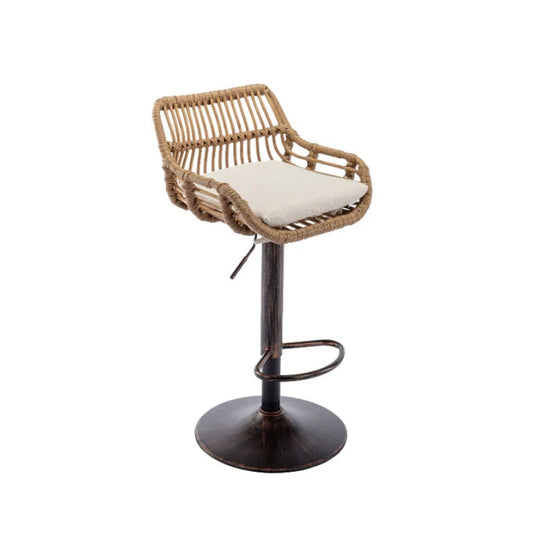 COOLMORE Modern Swivel Bar Stools Set of 2 with Adjustable Counter Height and Footrest in Beige Linen-海智集-Default-