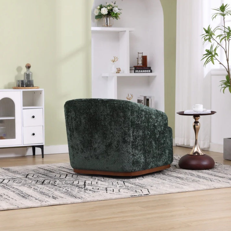 Elegant Swivel Barrel Chair, Comfy Accent Sofa Chair with 360 Degree Swivel, Chenille Fabric, Emerald, 31.5x31.5x27.56 inches-海智集-Default-