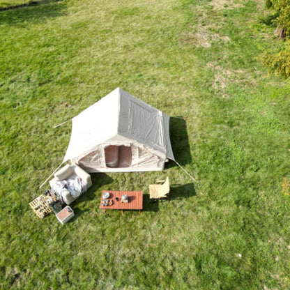 Inflatable Camping Tent Easy Setup 4 Season Glamping Tent with High Performance Inflatable Structure 4-6 Persons Waterproof Windproof Outdoor Self-Supporting Blow up Tent Air Tent Portable House Beige-海智集-Default-