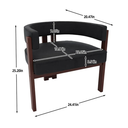Modern Accent Chair Teddy Upholstered Armchair with Open Back 3 Legs Barrel Dining Chair Black-海智集-Default-
