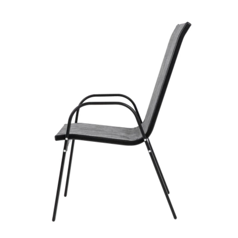 2 Piece Patio Chairs, Outdoor Camping Chairs with Breathable Textilene Fabric, Set of 2 Garden Chairs with Armrest High Backrest for Garden Patio Pool Beach Yard Space Saving ( Grey)-海智集-Default-