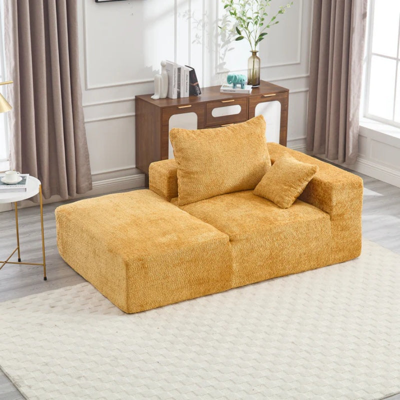 UNITED WE WIN Memory Foam 2-Seater Couch, No Installation & Easy to Transport, Deep Seat Modern Sofa with Chenille Fabric, Couch for Living Room, Bedroom, Apartment, Home Office-海智集-Default-