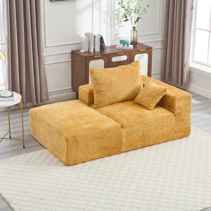 UNITED WE WIN Memory Foam 2-Seater Couch, No Installation & Easy to Transport, Deep Seat Modern Sofa with Chenille Fabric, Couch for Living Room, Bedroom, Apartment, Home Office-海智集-Default-