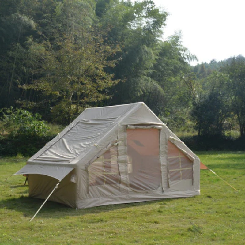 Inflatable Camping Tent Easy Setup 4 Season Glamping Tent with High Performance Inflatable Structure 4-6 Persons Waterproof Windproof Outdoor Self-Supporting Blow up Tent Air Tent Portable House Beige-海智集-Default-