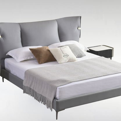 Jinxuan Series Jinxuan GINSON Genuine Leather Bed, modern and simple Italian light Luxury high-end solid wood soft Package XF-13# (Including bed board but excluding bedside table)-海智集-