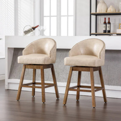 COOLMORE Bar Stools Set of 2 Counter Height Chairs with Footrest for Kitchen, Dining Room And 360 Degree Swivel-海智集-Default-