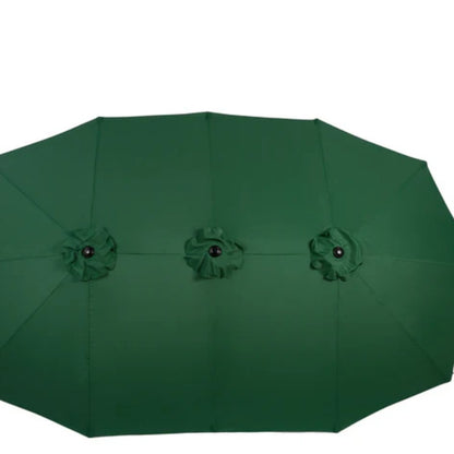 14.8 Ft Double Sided Outdoor Umbrella Rectangular Large with Crank ( Dark green)(No Base)-海智集-Default-