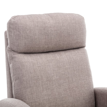 Rocking Chair, Modern Glider Chair, Recliner Armchair with Wood Legs and Side Pocket, Nursery Rocking Accent Chair with High Back for Living Room Bedroom (Grey linen)-海智集-Default-