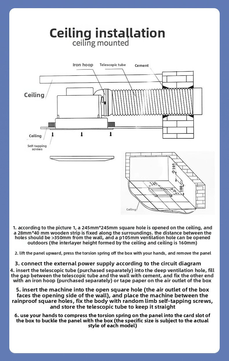 Exhaust Fan Kitchen Household Extractor Fan Powerful Quiet Bathroom Integrated Ceiling Duct Ventilation Fan-海智集-