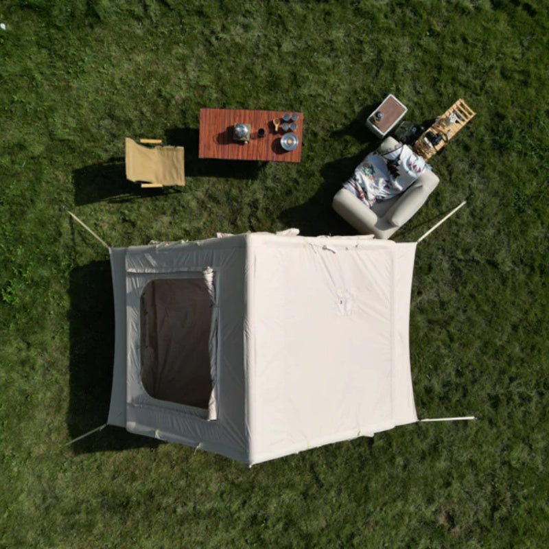 Inflatable Camping Tent Easy Setup 4 Season Glamping Tent with High Performance Inflatable Structure 4-6 Persons Waterproof Windproof Outdoor Self-Supporting Blow up Tent Air Tent Portable House Beige-海智集-Default-
