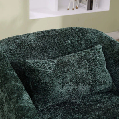 Elegant Swivel Barrel Chair, Comfy Accent Sofa Chair with 360 Degree Swivel, Chenille Fabric, Emerald, 31.5x31.5x27.56 inches-海智集-Default-