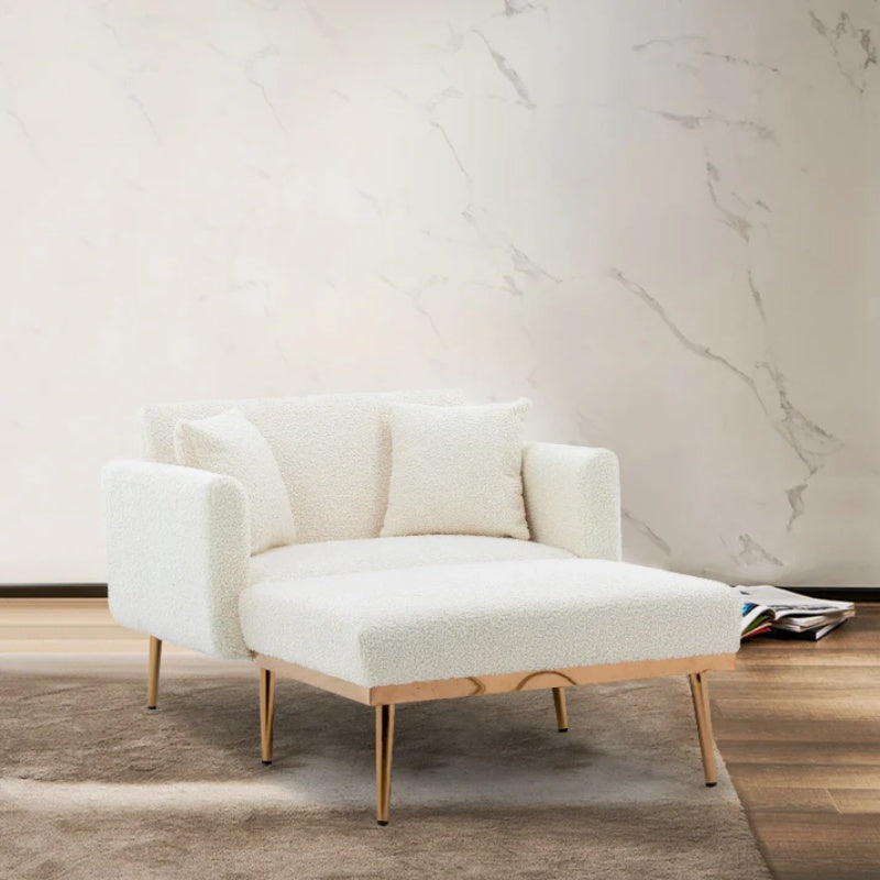 COOLMORE fashionable and classic style chaise lounge chair / accent chair for Living Room, bedroom (Teddy White)-海智集-Default-