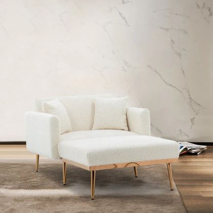 COOLMORE fashionable and classic style chaise lounge chair / accent chair for Living Room, bedroom (Teddy White)-海智集-Default-