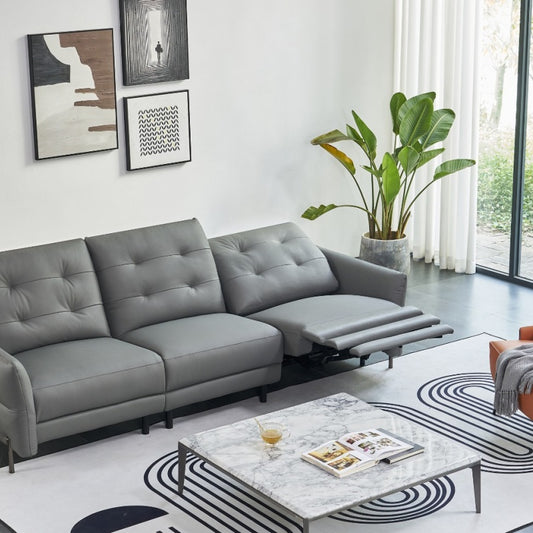 The luxurious and comfortable leather sofa in the living room is Italian, soft and modern-海智集-