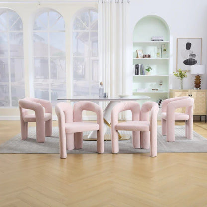 COOLMORE Contemporary Designed Velvet Upholstered Accent/Dining Chair with Armrests in Pink Teddy-海智集-Default-
