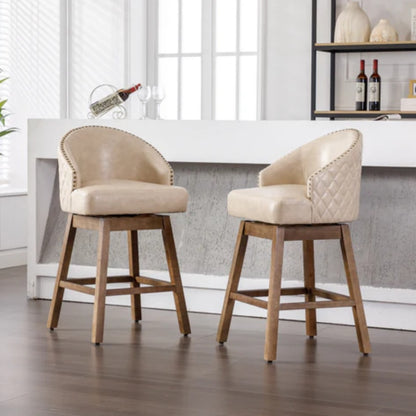 COOLMORE Bar Stools Set of 2 Counter Height Chairs with Footrest for Kitchen, Dining Room And 360 Degree Swivel-海智集-Default-