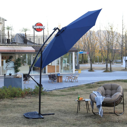 10ft Solar LED Offset Hanging Market Patio Umbrella (Navy blue )(No Base)-海智集-Default-
