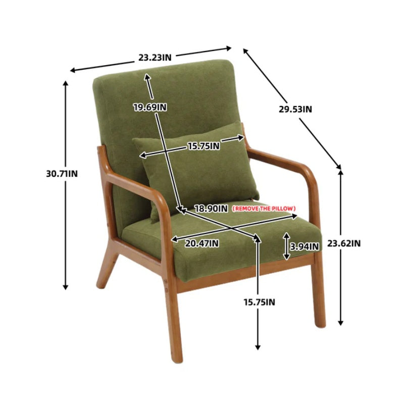 COOLMORE Modern Accent Chair, Solid Wood Padding Lounge Armchairs With One pillow for Living Room, Bedroom, Guest Room (Green)-海智集-Default-