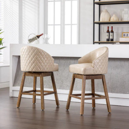COOLMORE Bar Stools Set of 2 Counter Height Chairs with Footrest for Kitchen, Dining Room And 360 Degree Swivel-海智集-Default-
