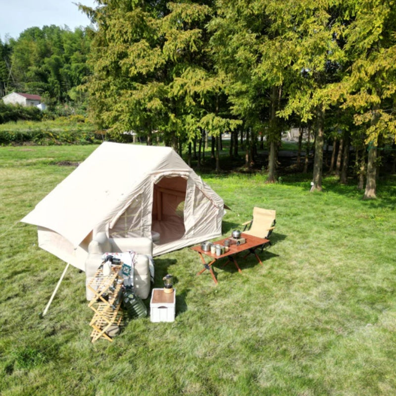 Inflatable Camping Tent Easy Setup 4 Season Glamping Tent with High Performance Inflatable Structure 4-6 Persons Waterproof Windproof Outdoor Self-Supporting Blow up Tent Air Tent Portable House Beige-海智集-Default-
