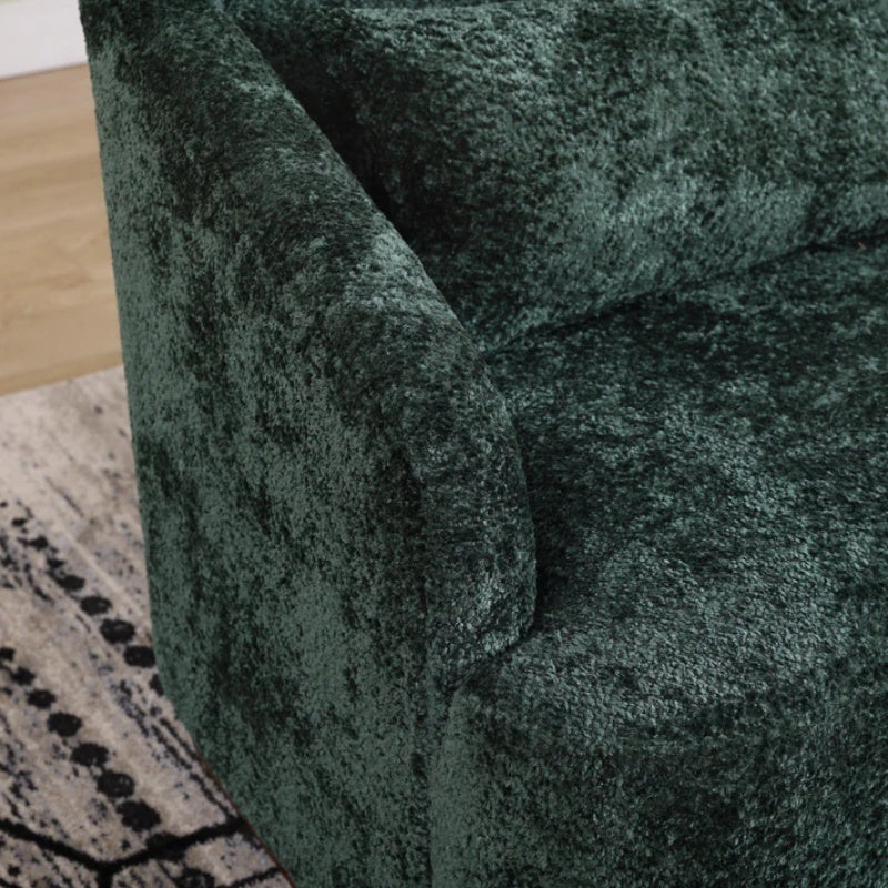 Elegant Swivel Barrel Chair, Comfy Accent Sofa Chair with 360 Degree Swivel, Chenille Fabric, Emerald, 31.5x31.5x27.56 inches-海智集-Default-