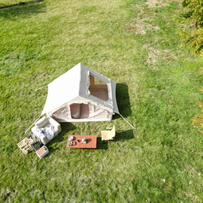 Inflatable Camping Tent Easy Setup 4 Season Glamping Tent with High Performance Inflatable Structure 4-6 Persons Waterproof Windproof Outdoor Self-Supporting Blow up Tent Air Tent Portable House Beige-海智集-Default-