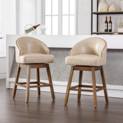 COOLMORE Bar Stools Set of 2 Counter Height Chairs with Footrest for Kitchen, Dining Room And 360 Degree Swivel-海智集-Default-