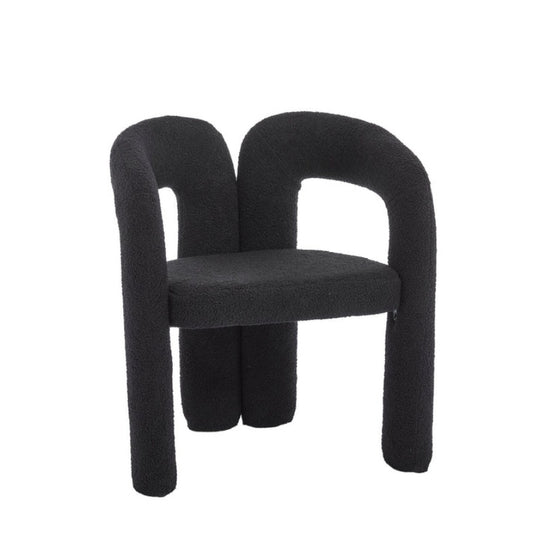 COOLMORE Contemporary Designed Teddy Fabric Upholstered Accent/Dining Chair, Black, Soft Velvet, 24'' x 20.5'' x 28''-海智集-Default-