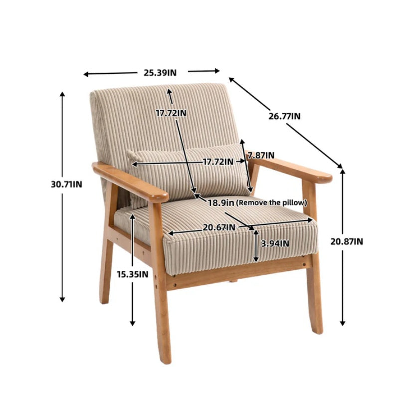 Leisure Chair with Solid Wood Armrest and Feet, Leisure chair, wood frame, velvet, solid rubber wood legs, Mid-Century Modern Accent chair, for Living Room Bedroom Studio chair,Two packs-海智集-Default-