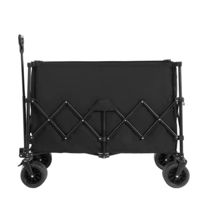 Beach Wagon,Collapsible Wagon 220lbs with Big Wheels Foldable Wagon Carts, Heavy Duty 300L Folding Utility Garden Cart with Big All-Terrain Beach Wheels & Drink Holders. Black-海智集-Default-