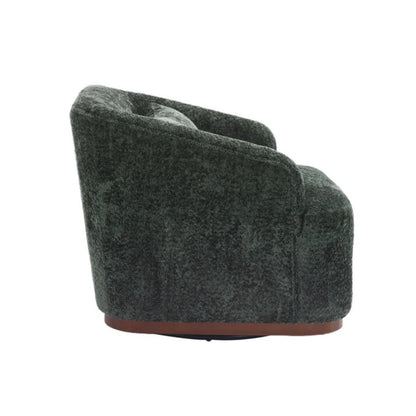 Elegant Swivel Barrel Chair, Comfy Accent Sofa Chair with 360 Degree Swivel, Chenille Fabric, Emerald, 31.5x31.5x27.56 inches-海智集-Default-