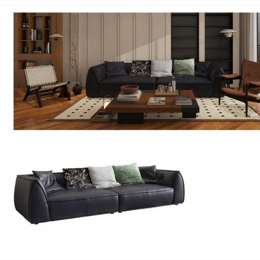 Modern Minimalist Leather Sectional Sofa | Space-Saving Luxury for Compact Apartments-海智集-