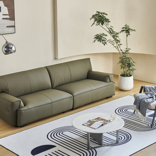 Leather Italian-style sofa, light luxury, four-seater, soft-海智集-