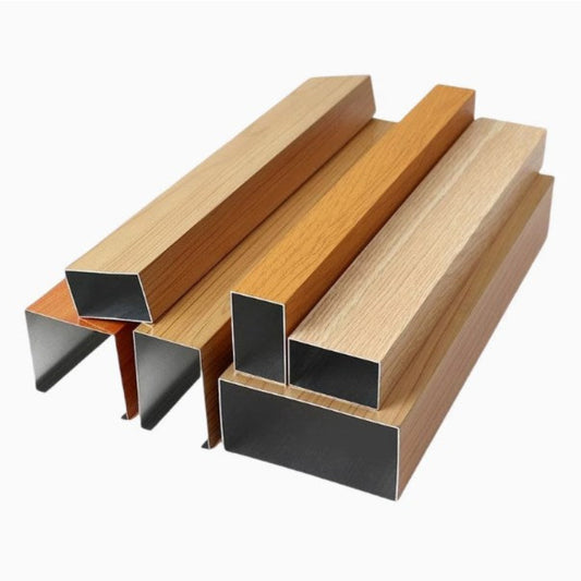 Aluminum square tube ceiling, aluminum square tube, wood grain alloy square tube, aluminum profile partition screen, U-shaped wood grain square tube factory-海智集-