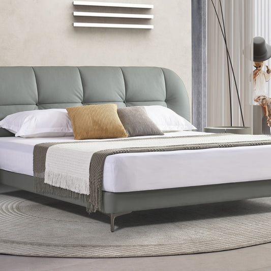 Jinxuan Series Jinxuan GINSON Leather Bed, Modern and simple Italian light Luxury high-end solid wood soft Package XF-16# (Including bed board but excluding bedside table)-海智集-