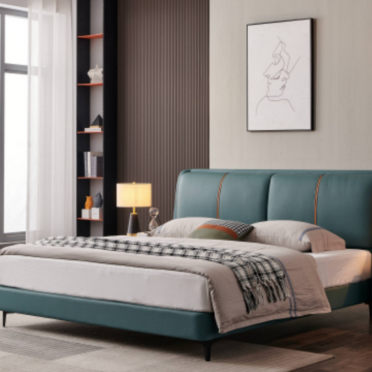 Luo LAN Series Italian Light Luxury Leather Bed 1916 # 213 * 193 * 116 (Single bed without bedside table.-海智集-