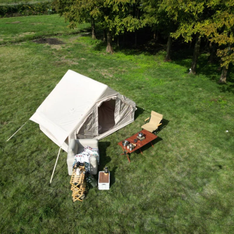 Inflatable Camping Tent Easy Setup 4 Season Glamping Tent with High Performance Inflatable Structure 4-6 Persons Waterproof Windproof Outdoor Self-Supporting Blow up Tent Air Tent Portable House Beige-海智集-Default-