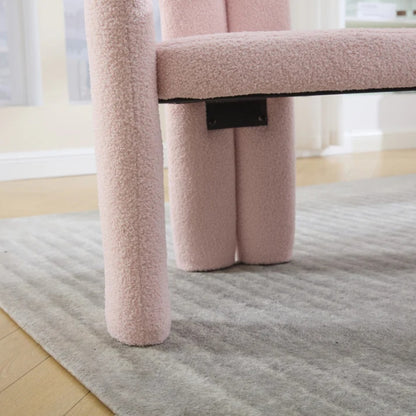 COOLMORE Contemporary Designed Velvet Upholstered Accent/Dining Chair with Armrests in Pink Teddy-海智集-Default-