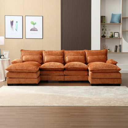 UNITED WE WIN Modern Large chenille Fabric U-Shape Sectional Sofa-海智集-Default-
