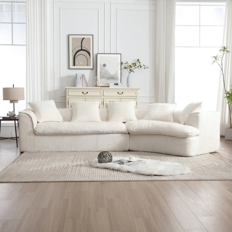 COOLMORE Boucle Sofa 3 Seater for Living Room Oversized Comfy Sofa unique double seat and corner construction for Apartment, Office Right Hand Facing (Beige)-海智集-Default-