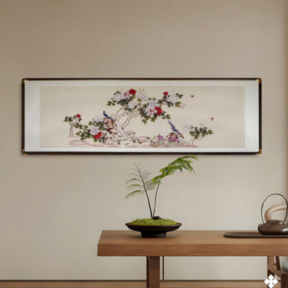 3D Floral Embossed Wall Decor - New Chinese Style Handmade Texture Art-海智集-