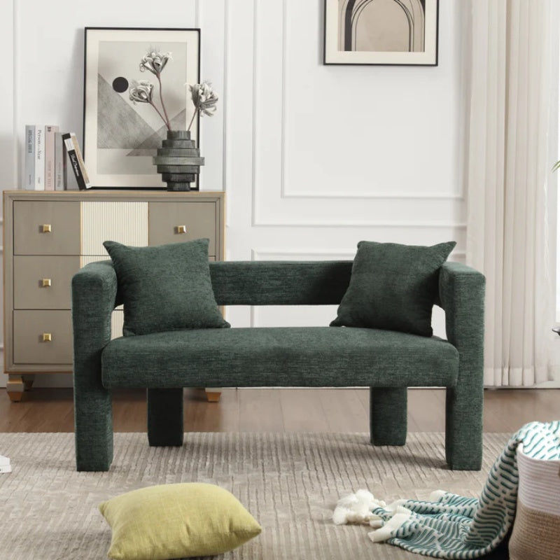 Modern Chenille Loveseat Sofa, Comfy Upholstered 2-Seater, Emerald, Small Accent Couch for Living Room or Bedroom-海智集-Default-