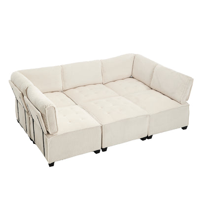 UNITED WE WIN Modular Sectional Sofa U Shaped Modular Couch with Reversible Chaise Modular Sofa Sectional Couch,6- Seat Convertible Sofa,Fit for Living Room-海智集-Default-