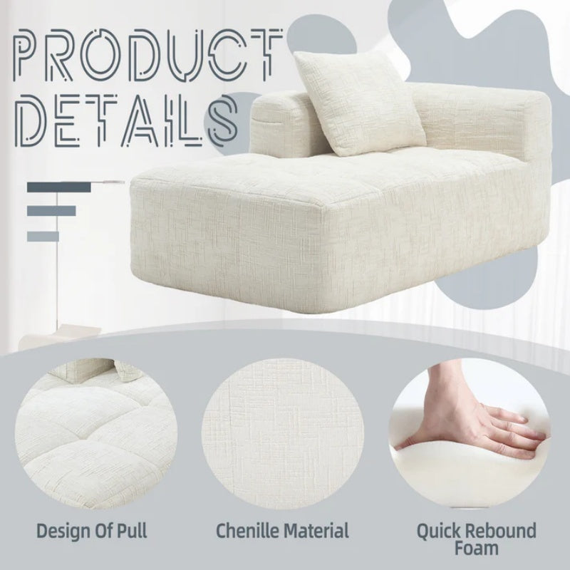 UNITED WE WIN Chenille Loveseat Sofa,Minimalist Modular Couches Sleeper for Living Room Bedroom Apartment Lounge-海智集-Default-