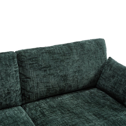 Modern Chenille 2-Seater Sofa with LED Light, USB Charging Port, and Storage Bag in Emerald-海智集-Default-