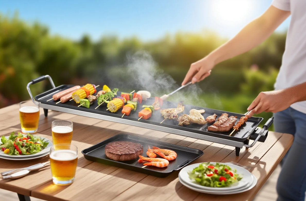 XH-9022 Healthy Electric Grill - Oil-Free Nonstick Surface , Ideal for Steak, Vegetables & Family BBQ-海智集-