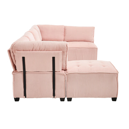 UNITED WE WIN Modular Sectional Sofa U Shaped Modular Couch with Reversible Chaise Modular Sofa Sectional Couch,6- Seat Convertible Sofa,Fit for Living Room-海智集-Default-